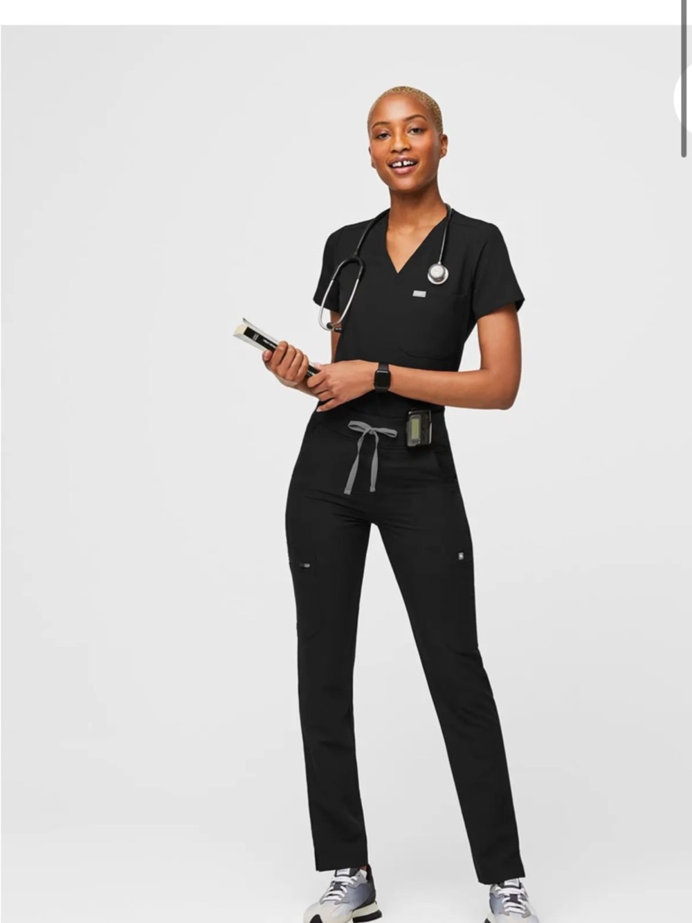 Figs Black Yola High Waisted 2.0 - Tall Skinny Scrub Pants - Picture 7 of 9